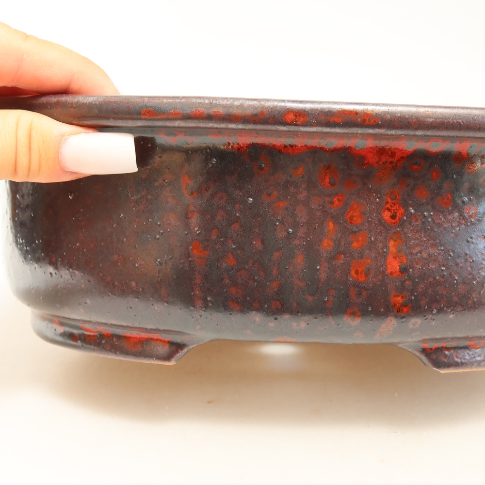 Keramik-Bonsai-Schale 26 x 22 x 8 cm, Farbe: metallisch-rot