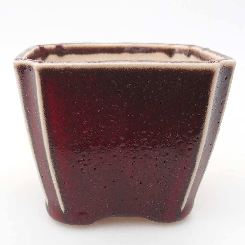 Mini-Bonsaischale 7 x 7 x 5,5 cm, Farbe rot