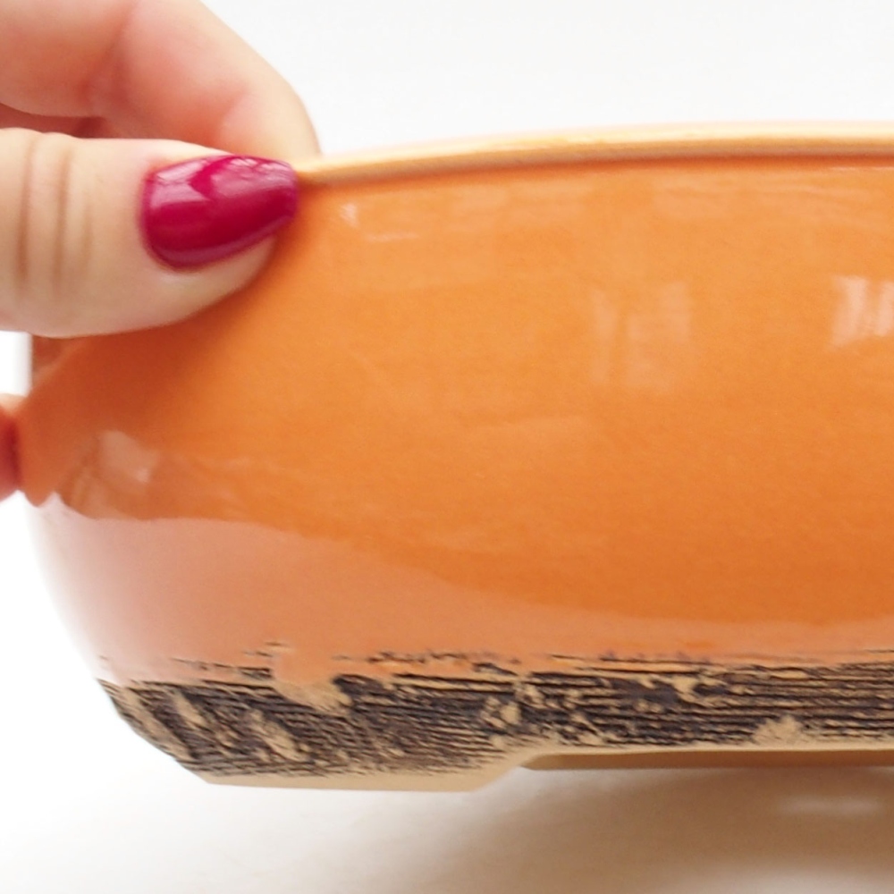 Keramik-Bonsaischale 21 x 21 x 6,5 cm, Farbe Orange