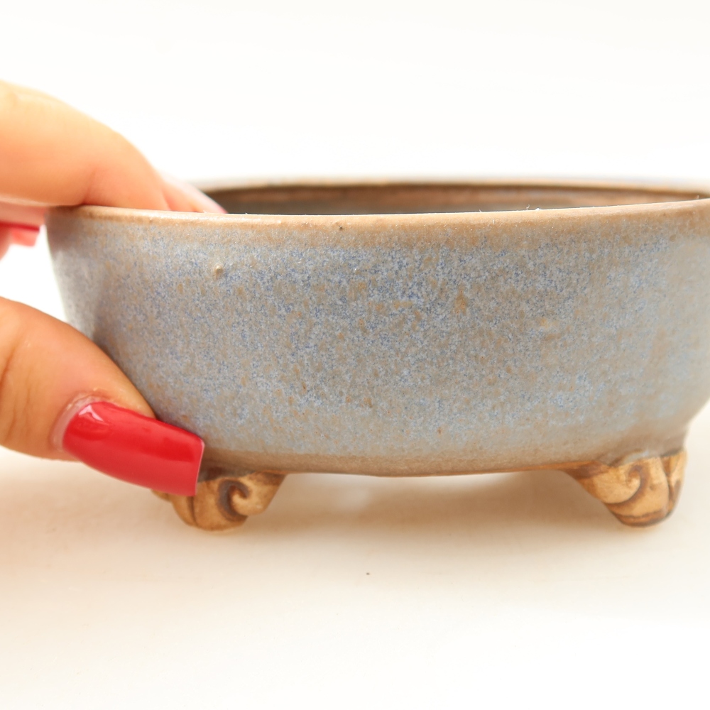 Keramik-Bonsai-Schale, 10,5 x 10,5 x 4 cm, Farbe: blau