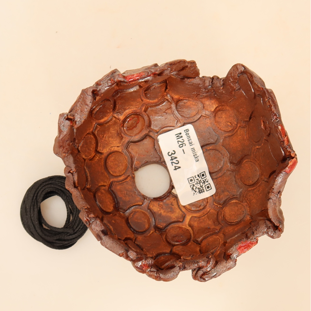 Keramikschale für Kokedama, 10 x 10 x 8 cm, Farbe: braun