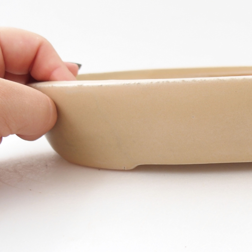 Keramik-Bonsaischale 22 x 16,5 x 4 cm, Farbe beige