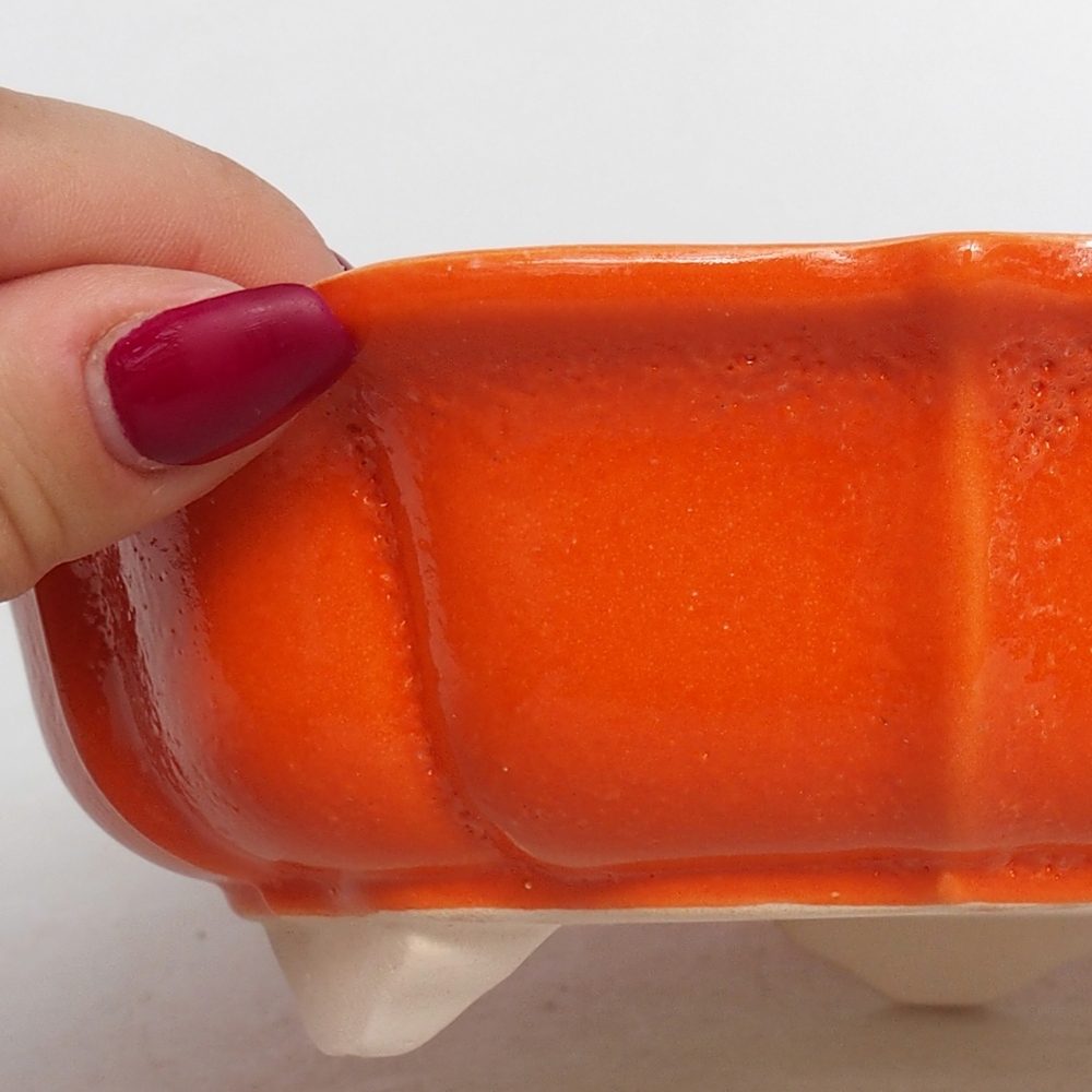 Keramik-Bonsaischale 18,5 x 18,5 x 5,5 cm, Farbe Orange