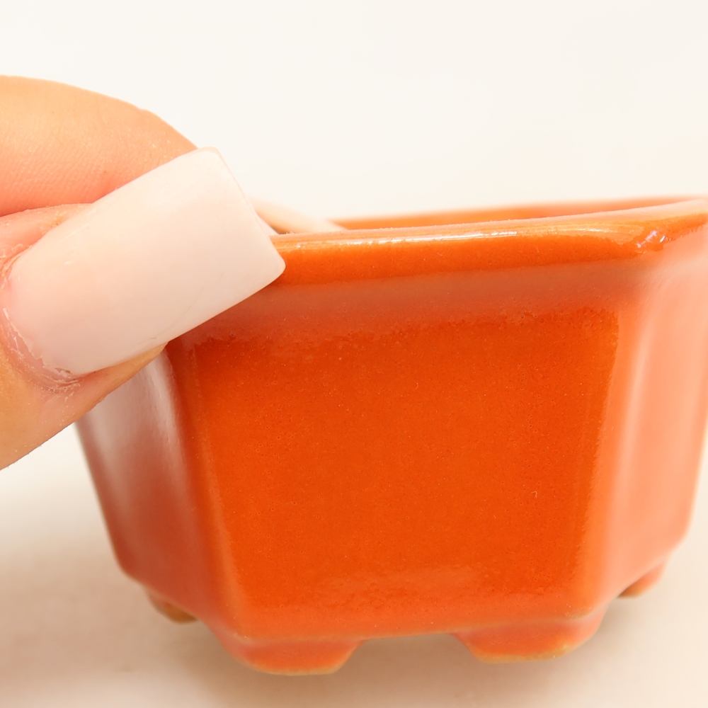 Keramik-Bonsai-Schale 7,5 x 7 x 4 cm, Farbe: Orange