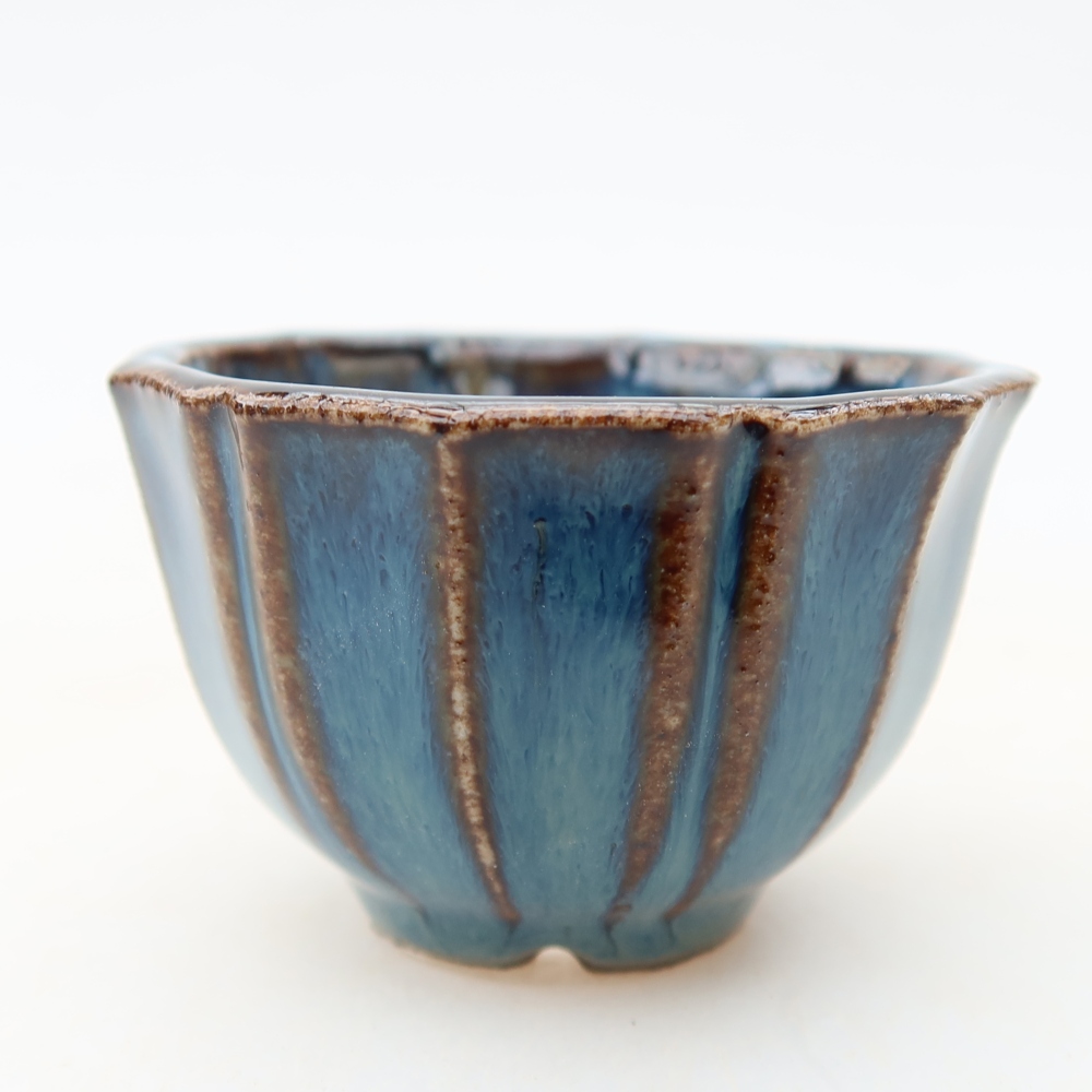 Keramik-Bonsai-Schale, 5,5 × 5,5 × 3,5 cm, Farbe: Blau