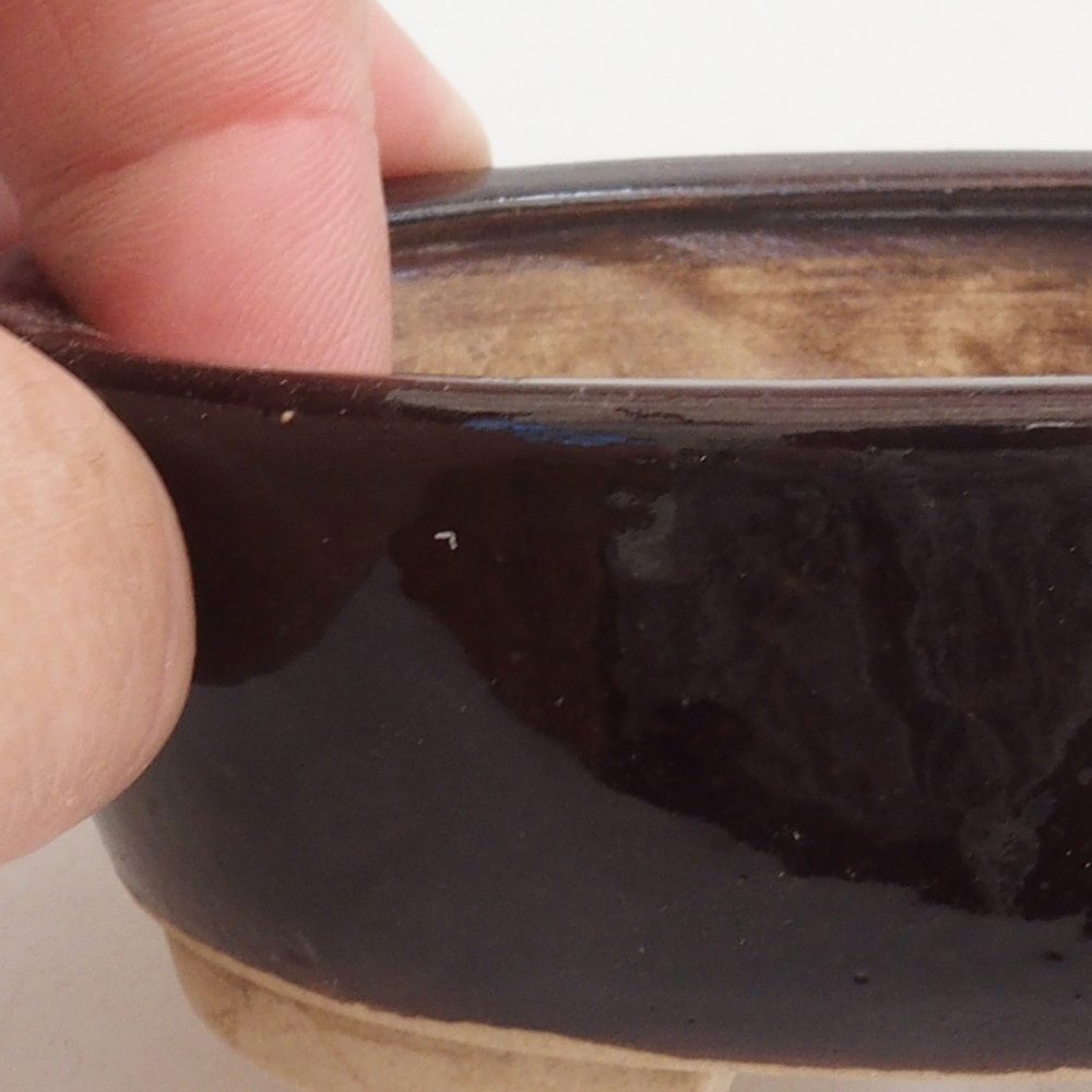 Bonsaischale aus Keramik 9,5 x 8 x 3 cm, Farbe braun