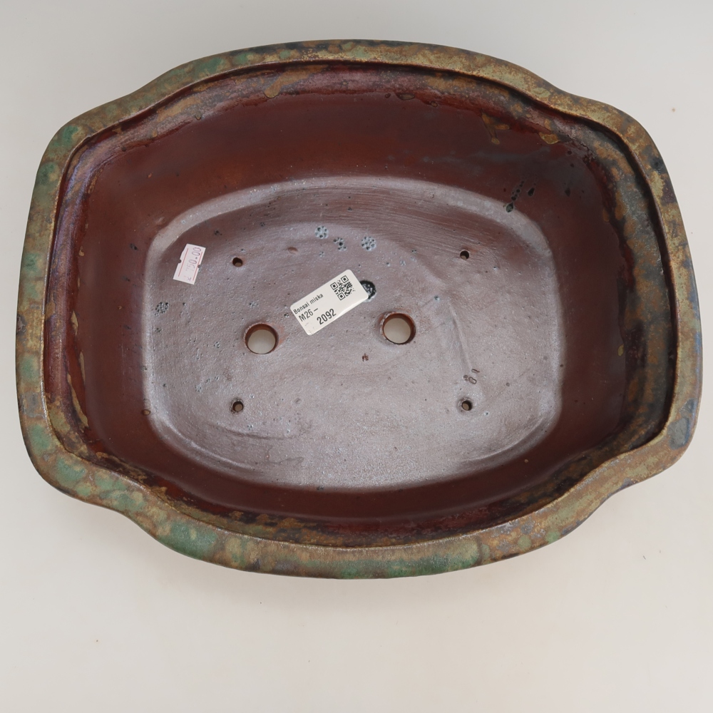 Keramik-Bonsai-Schale 30,5 x 25,5 x 10,5 cm, Farbe: braun-grün