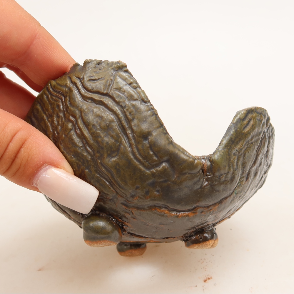 Keramikschale  10,5 x 8,5 x 6 cm, Farbe: braun-grün