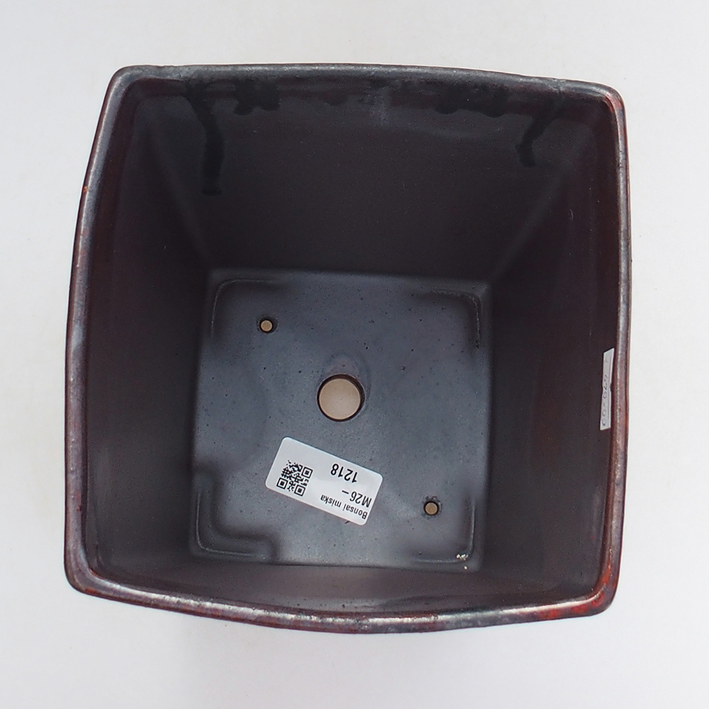 Bonsaischale aus Keramik 15 x 15 x 19 cm, Farbe rot