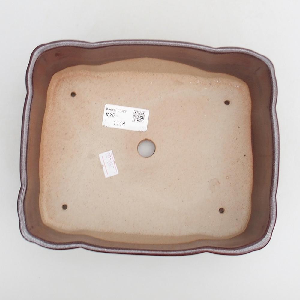 Bonsaischale aus Keramik 20 x 17 x 7 cm, bordeauxrot
