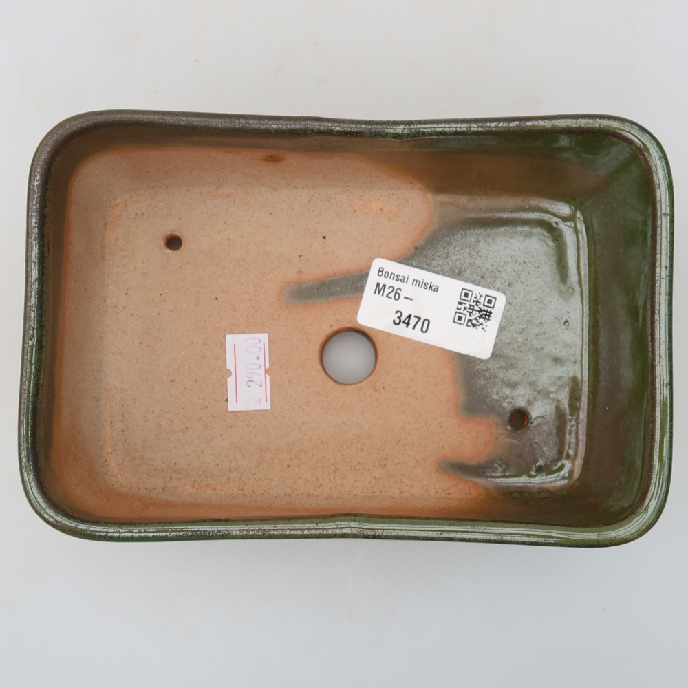 Keramik-Bonsai-Schale, 16 x 10,5 x 5,5 cm, Farbe: grün