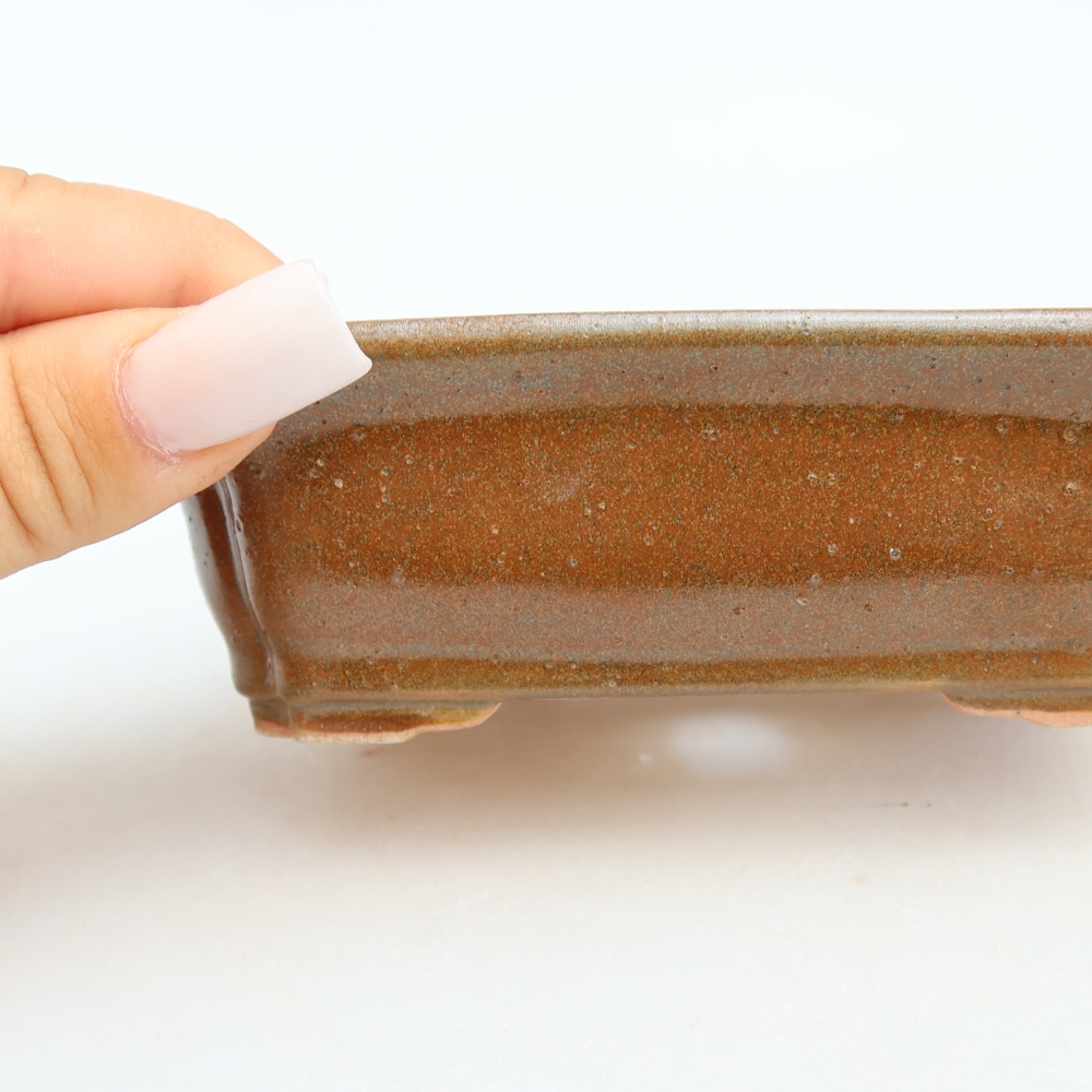 Keramik-Bonsai-Schale, 13 x 10,5 x 4,5 cm, Farbe: braun