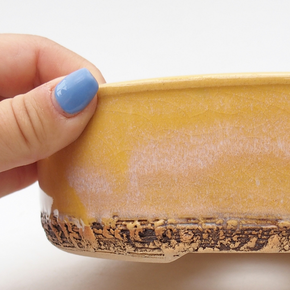 Keramik-Bonsaischale 18,5 x 18,5 x 6 cm, Farbe Gelb
