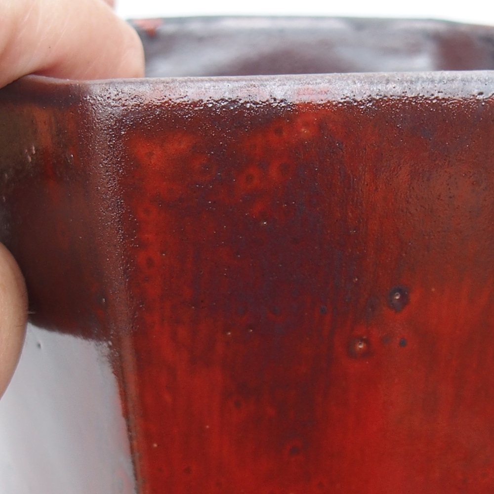 Bonsaischale aus Keramik 13 x 11,5 x 17 cm, Farbe rot