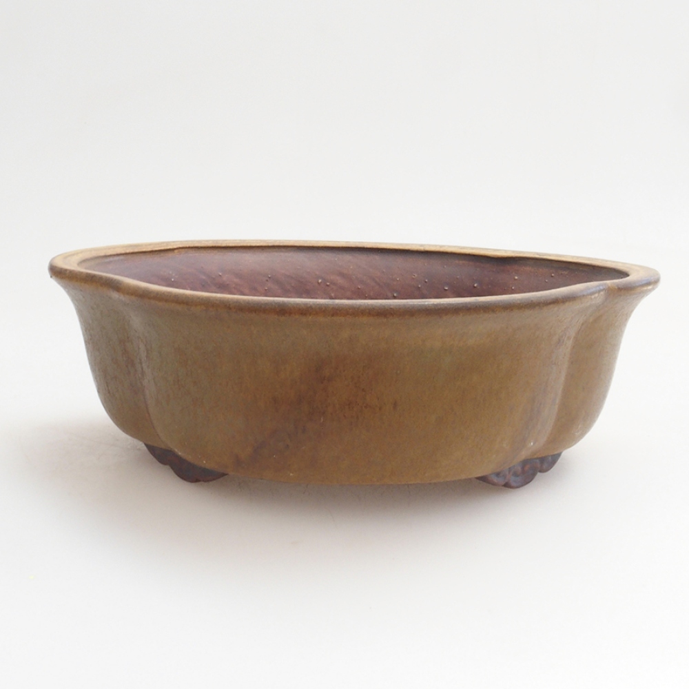 Bonsaischale aus Keramik 18 x 17 x 6 cm, Farbe braun