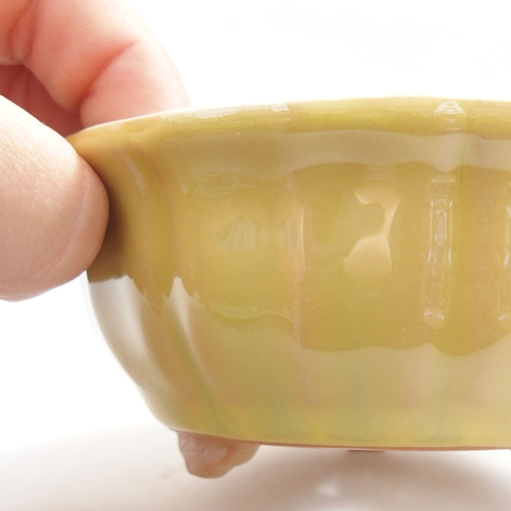 Keramik-Bonsaischale 11,5 x 11,5 x 5 cm, Farbe  gelb