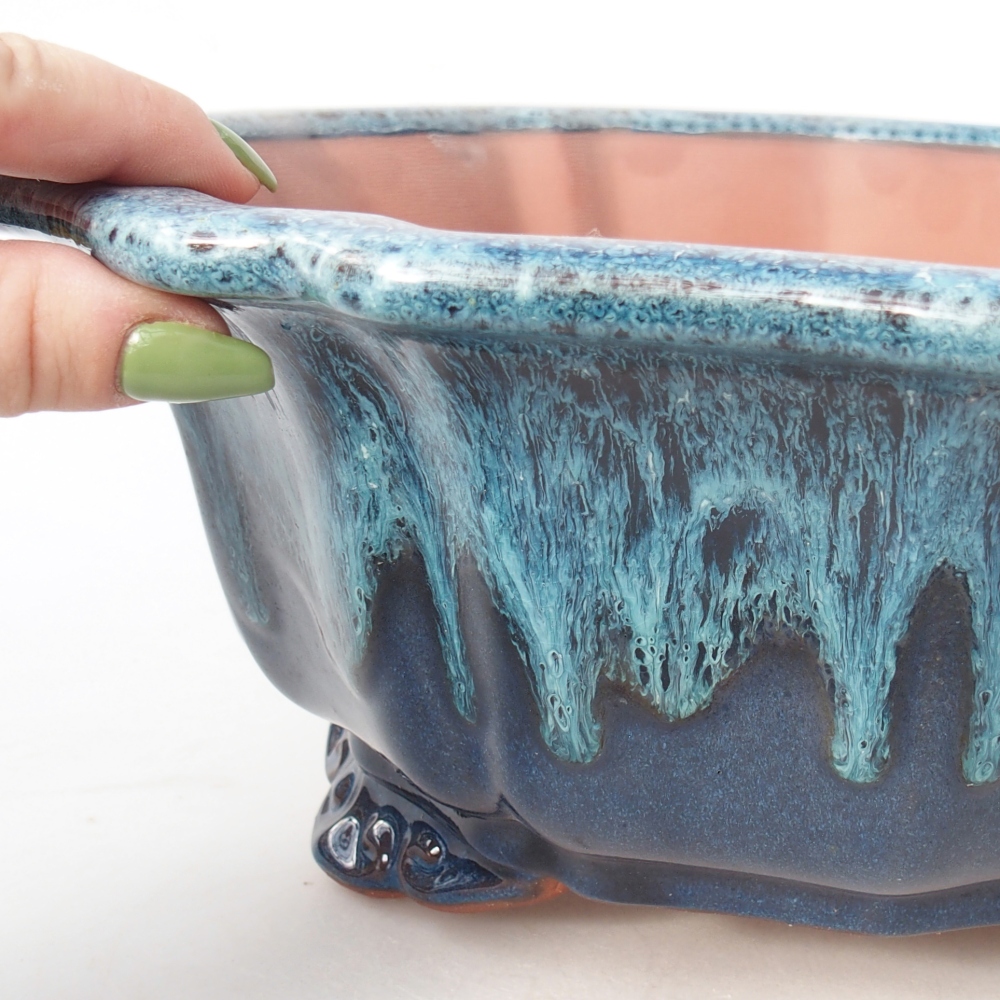 Schale 30,5 x 30,5 x 11,5 cm blau-weiß