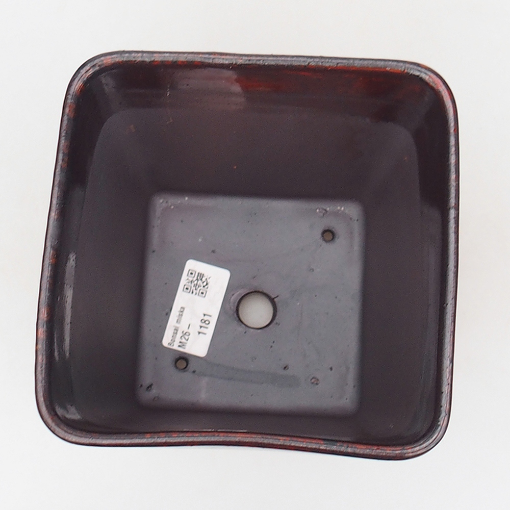 Bonsaischale aus Keramik 14 x 14 x 15 cm, Farbe rot