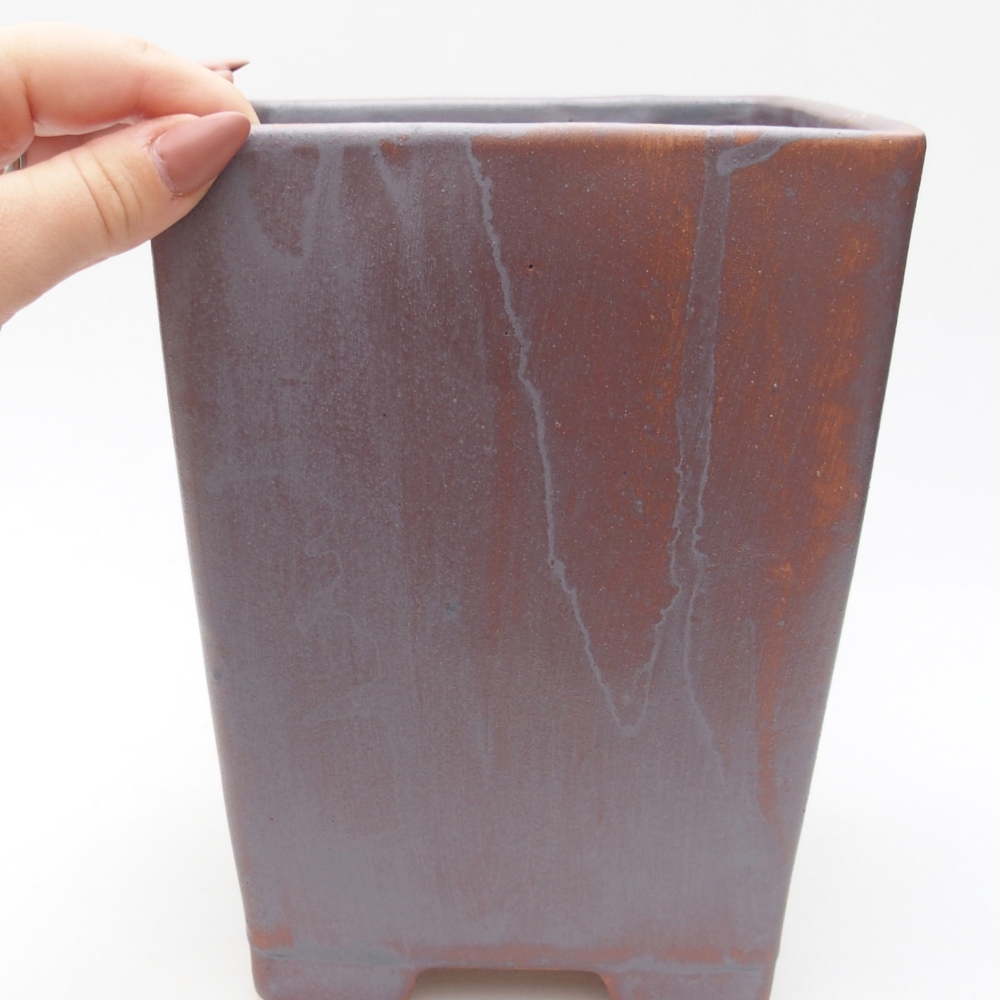 Bonsaischale aus Keramik 15 x 15 x 19,5 cm, metallfarben