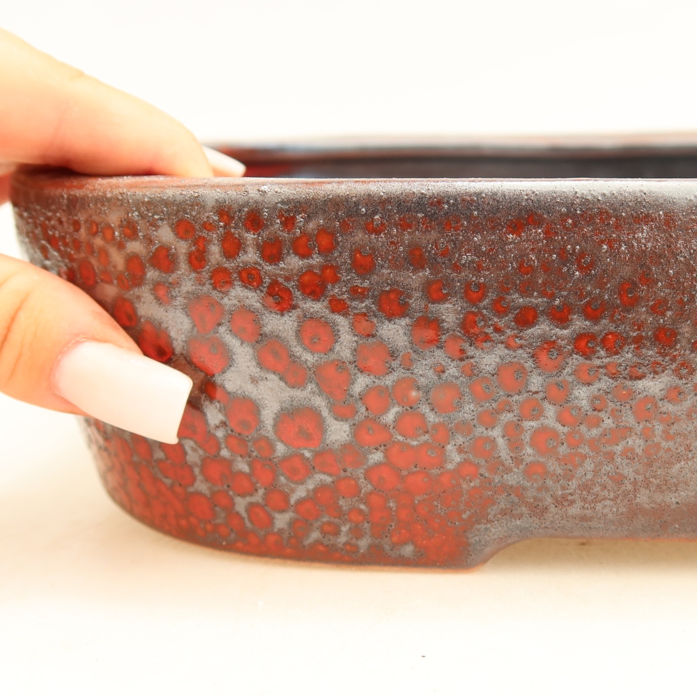 Keramik-Bonsai-Schale 32 x 24,5 x 6,5 cm, Farbe: metallisch-rot