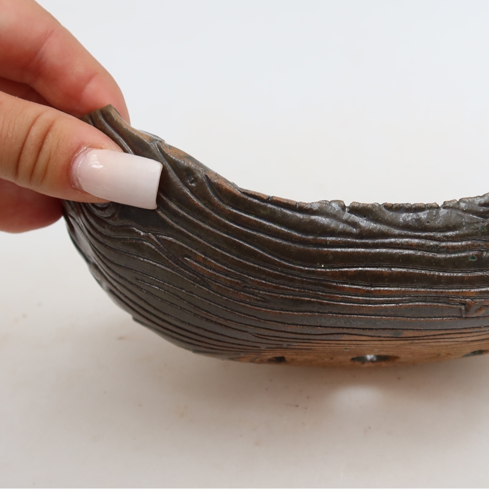 Keramikschale  16,5 x 11 x 6 cm, Farbe: braun-grün