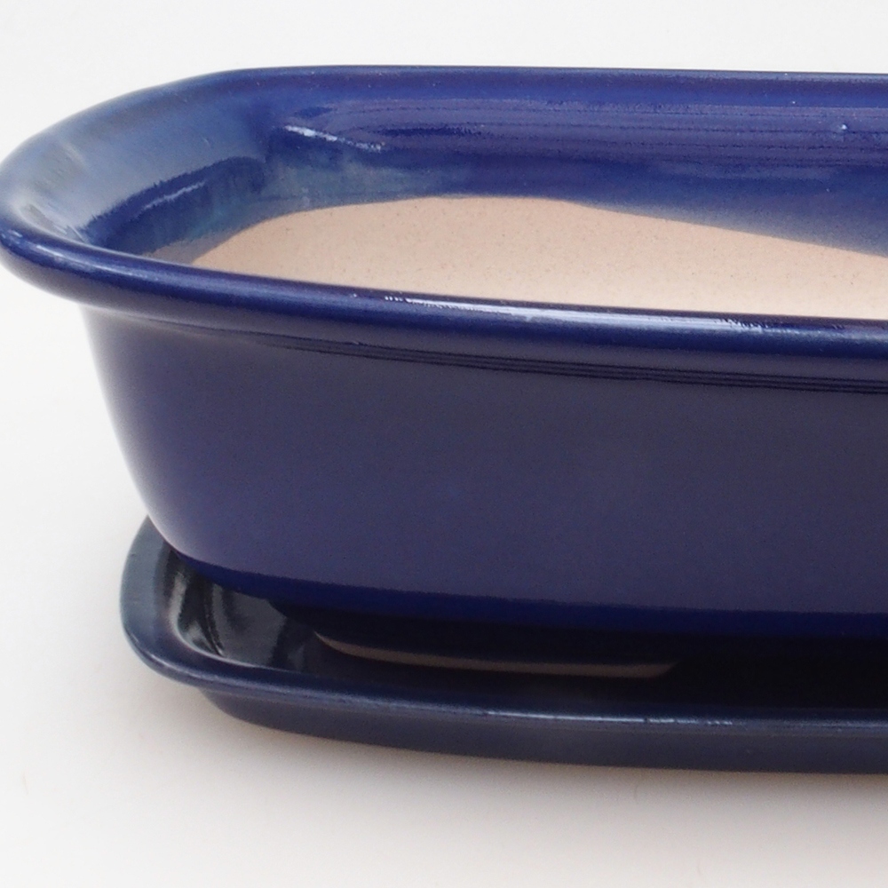 Bonsai-Schale + Unterschale H08 – 25 x 19,5 x 6 cm. – blau