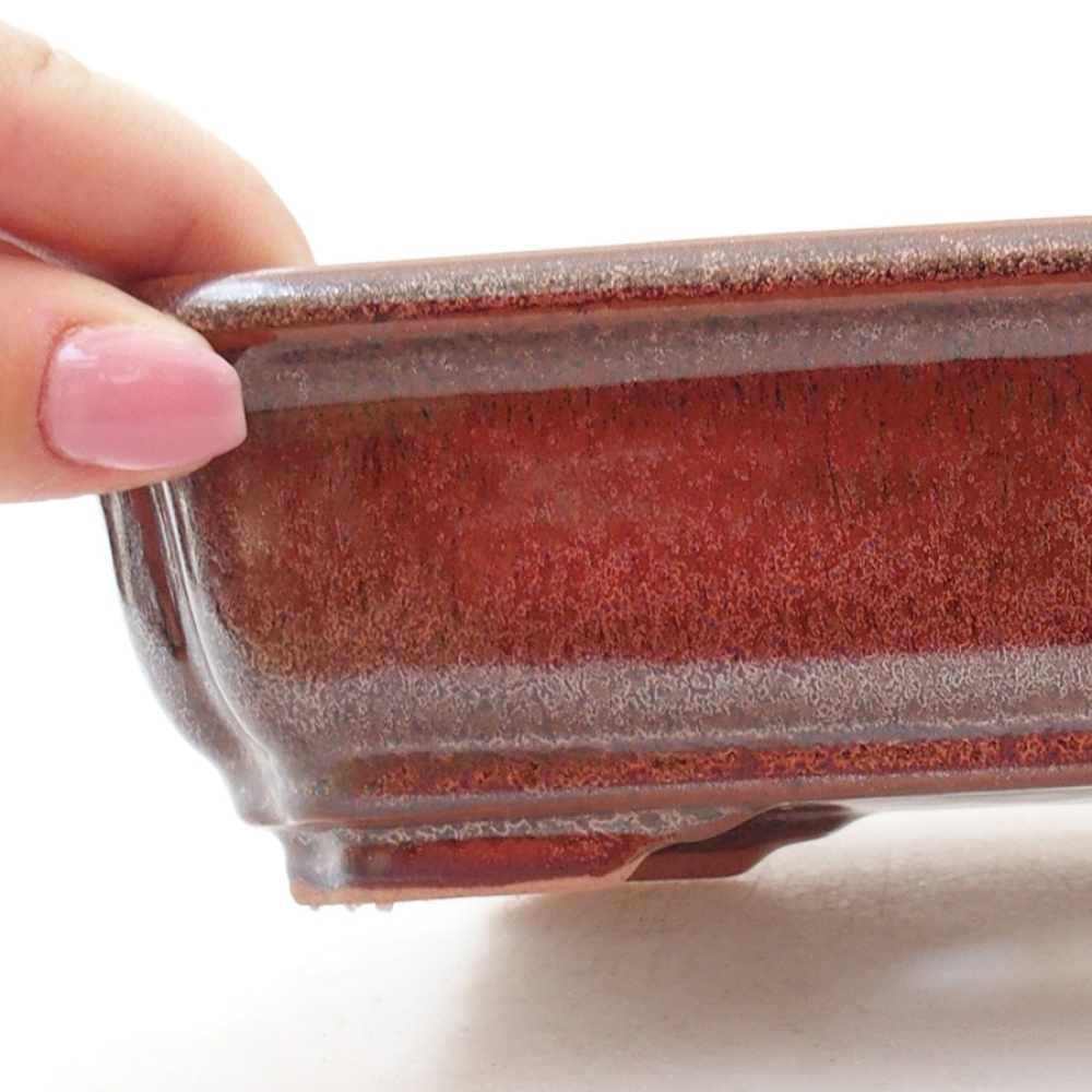 Keramik-Bonsaischale 18 x 13,5 x 5 cm, Farbe braun