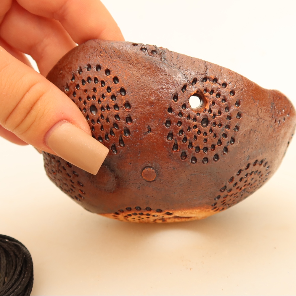 Keramikschale für Kokedama, 10 × 10 × 6,5 cm, Farbe: braun