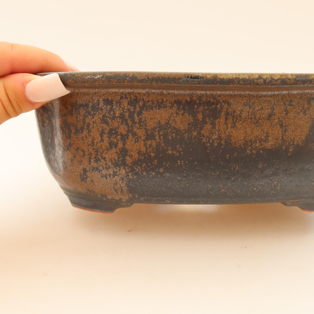 Keramik-Bonsai-Schale, 22,5 x 17,5 x 7,5 cm, Farbe: braun
