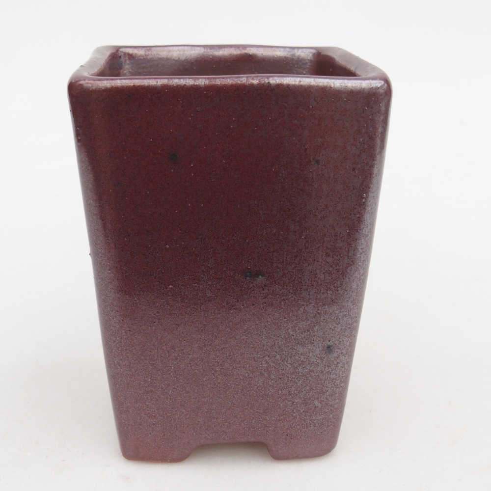 Bonsaischale aus Keramik 8 x 8 x 10,5 cm, Farbe burgunderrot