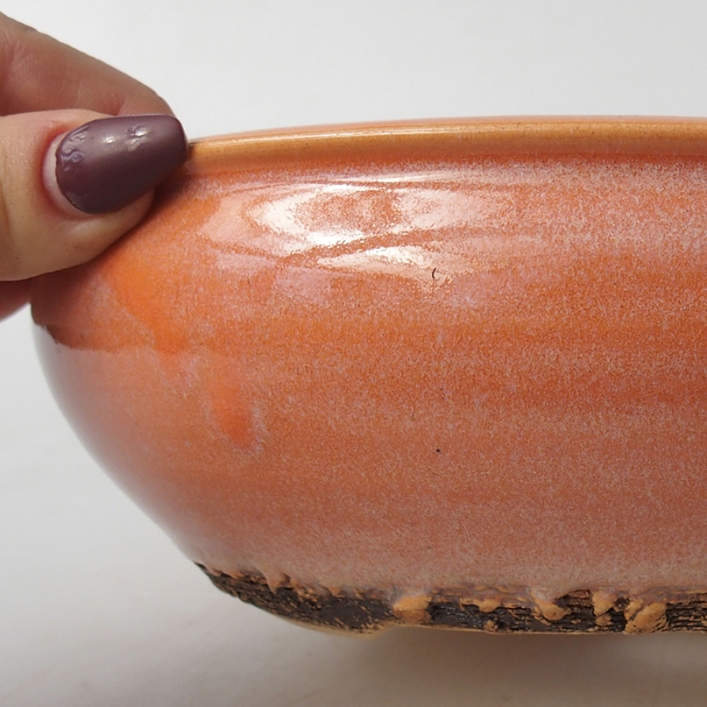 Keramik-Bonsaischale 18,5 x 18,5 x 6,5 cm, Farbe orange