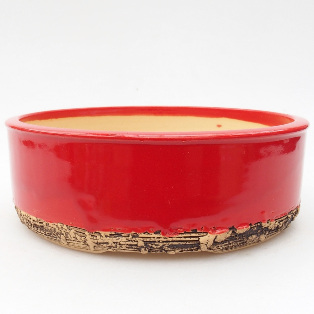 Keramik-Bonsaischale 17 x 17 x 6 cm, Farbe Rot