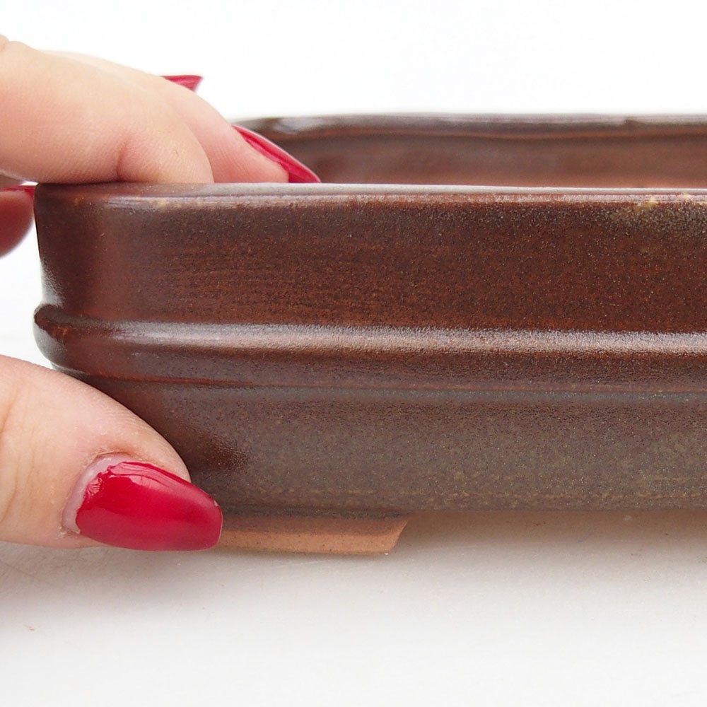 Bonsaischale aus Keramik 14,5 x 12,5 x 4,5 cm, braun