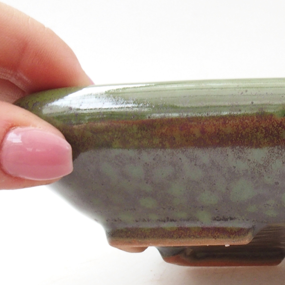 Keramik-Bonsaischale 17 x 13,5 x 3,5 cm, Farbe Grün