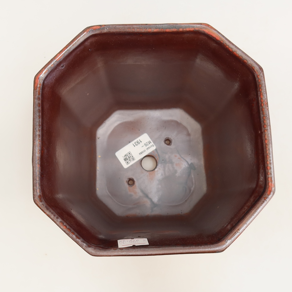 Keramik-Bonsai-Schale, 17,5 x 17,5 x 15,5 cm, Farbe: rot
