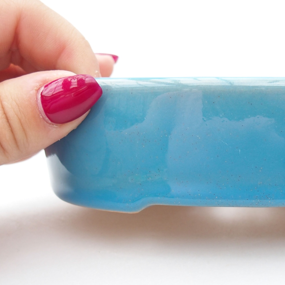 Keramik-Bonsaischale  12,5 x 10 x 3,5 cm, Farbe blau