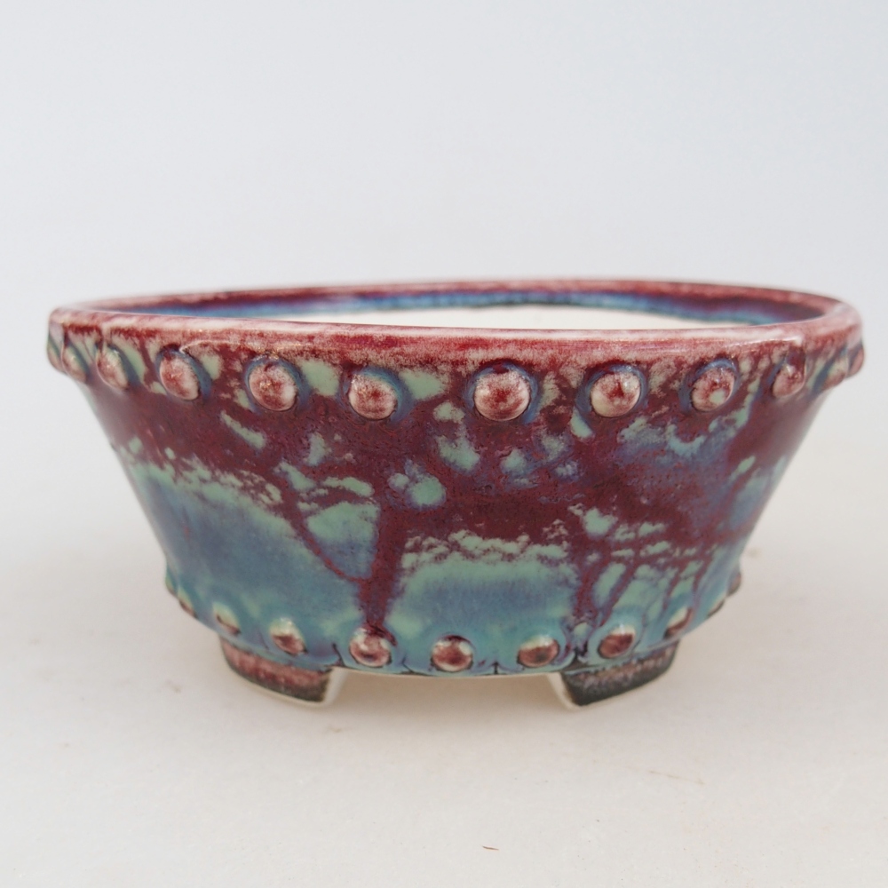 Bonsaischale aus Keramik 10,5 x 10,5 x 5 cm, Farbe bordeauxrot