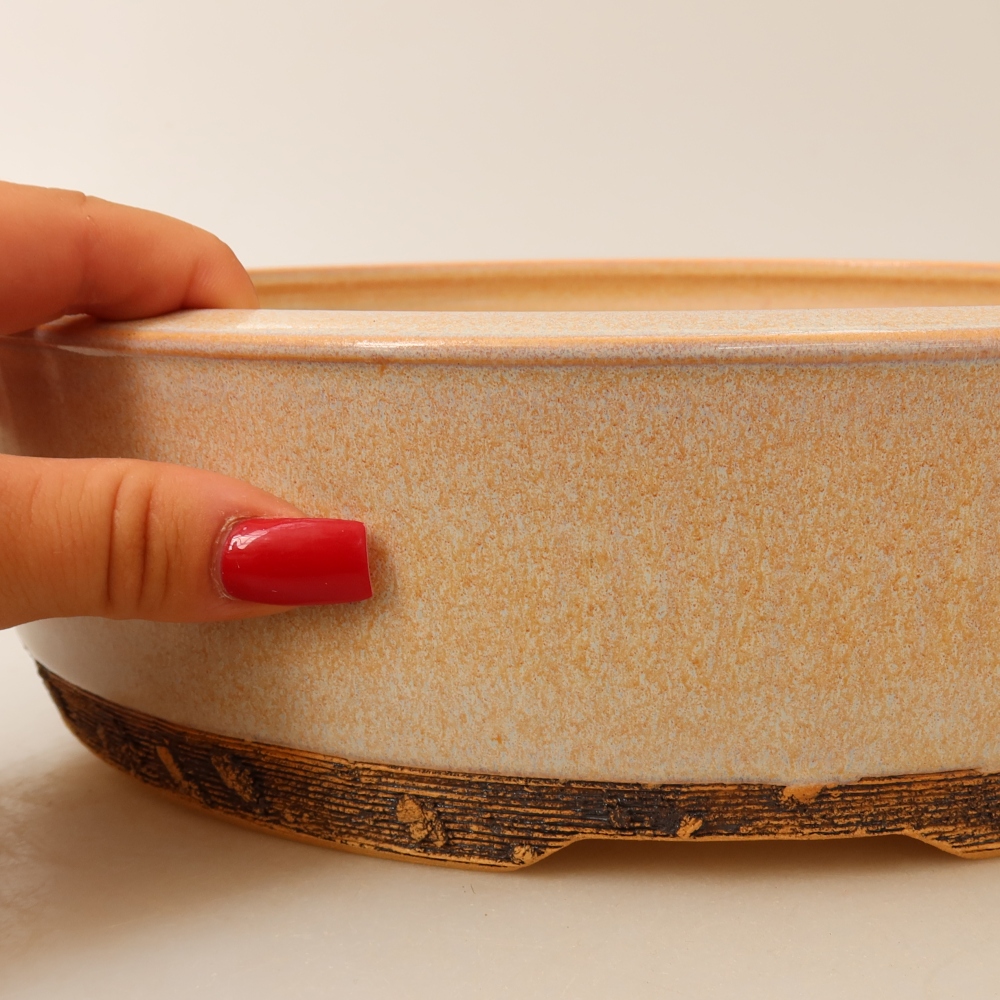 Keramik-Bonsai-Schale 27,5 x 27,5 x 7,5 cm, Farbe: Beige
