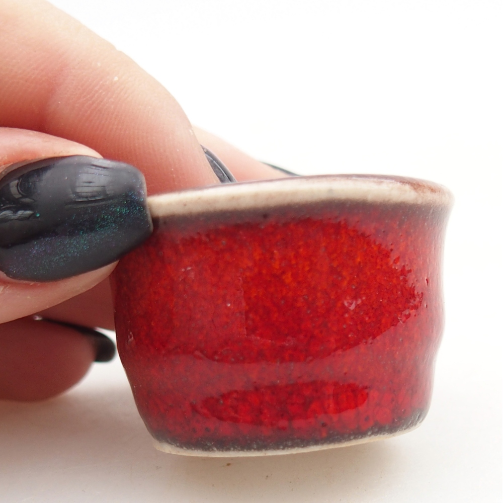Mini-Bonsaischale 3,5 x 3,5 x 2,5 cm, Farbe rot