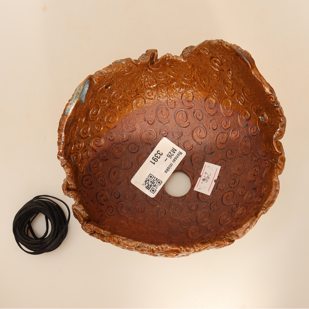 Keramikschale für Kokedama, 13 x 13 x 8 cm, Farbe: Braun