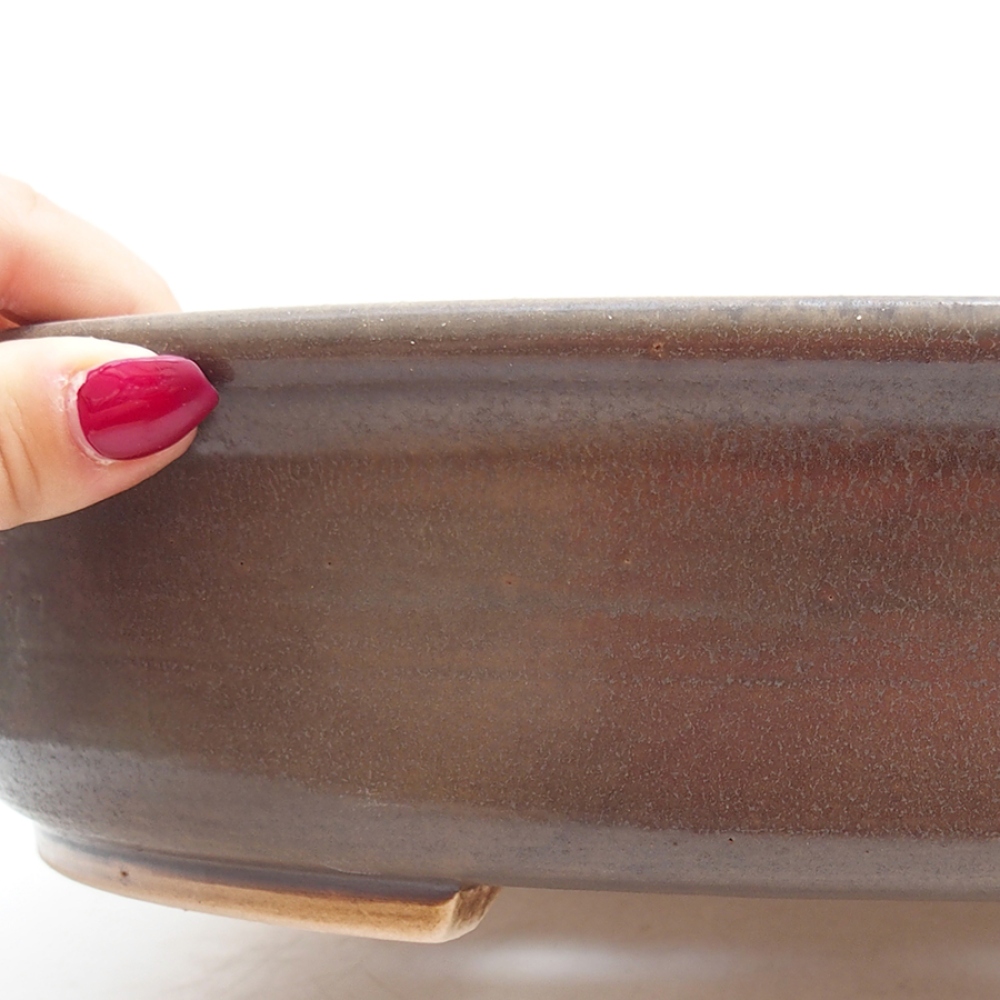 Keramik-Bonsaischale 32,5 x 28,5 x 7,5 cm, Farbe braun