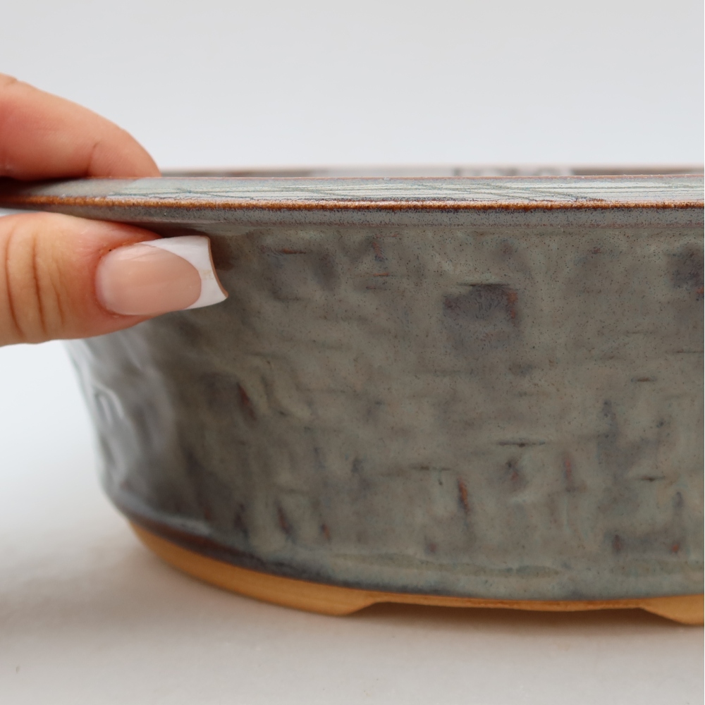 Keramik-Bonsai-Schale, 26,5 x 26,5 x 8 cm, Farbe: Grau