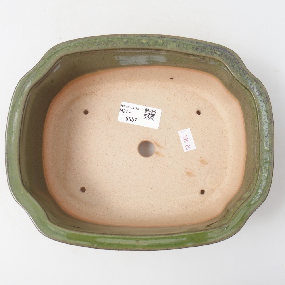 Keramik-Bonsaischale 22 x 18 x 7 cm, Farbe Grün