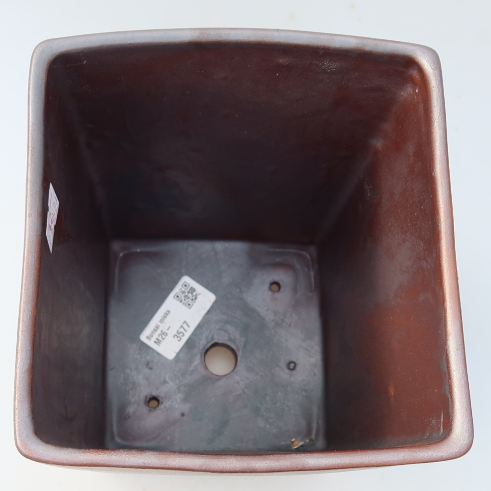 Bonsaischale aus Keramik 15 x 15 x 19,5 cm, metallfarben