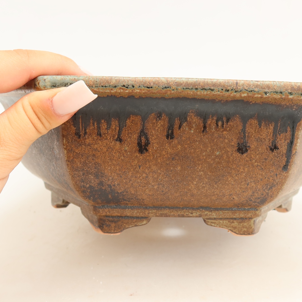 Keramik-Bonsai-Schale 28 x 24,5 x 9 cm, Farbe: braun-grün