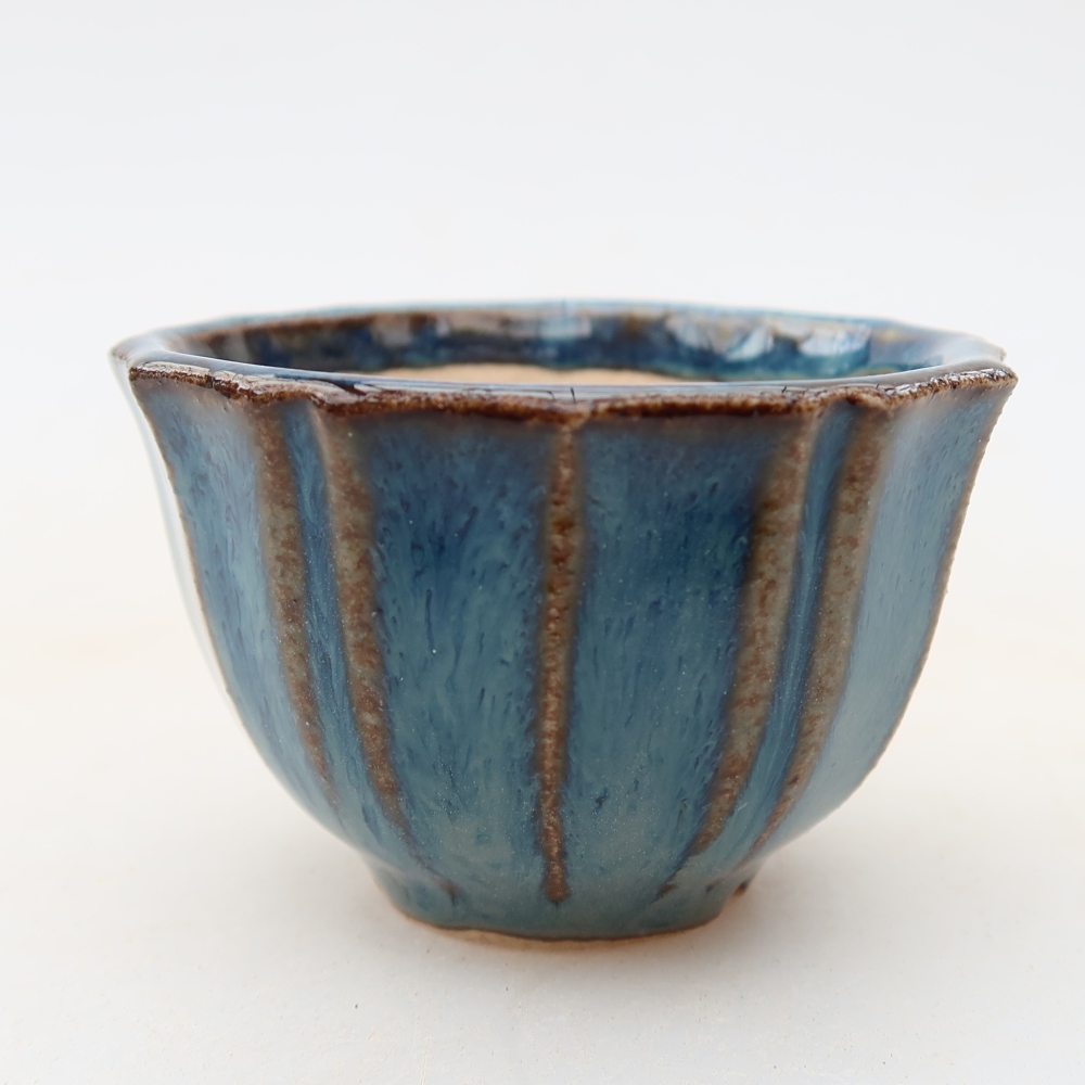 Keramik-Bonsai-Schale, 5,5 x 5,5 x 3,5 cm, Farbe: Blau