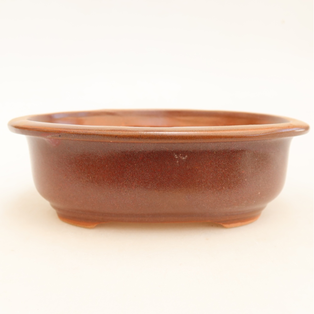 Keramik-Bonsai-Schale, 18 x 14,5 x 5,5 cm, Farbe: weinrot