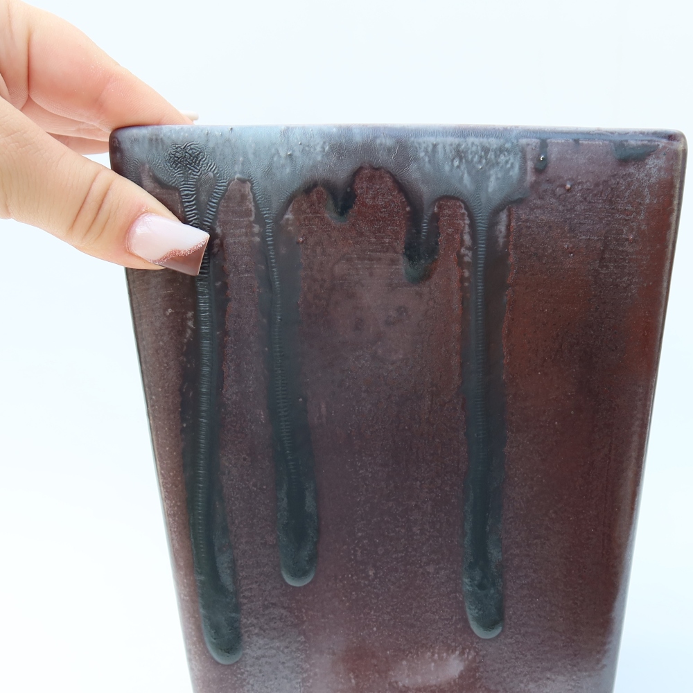 Bonsaischale aus Keramik 15 x 15 x 19,5 cm, metallfarben