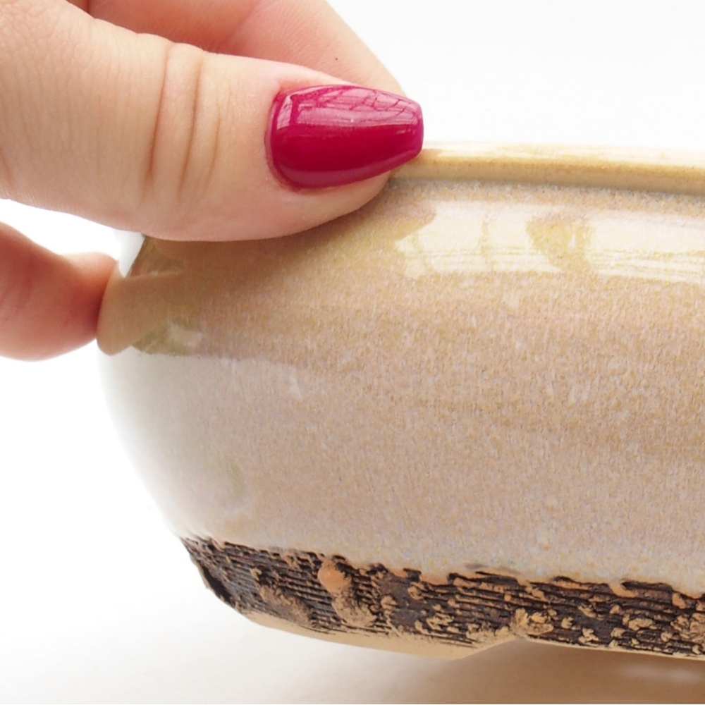 Keramik-Bonsaischale 18 x 18 x 5,5 cm, Farbe Beige