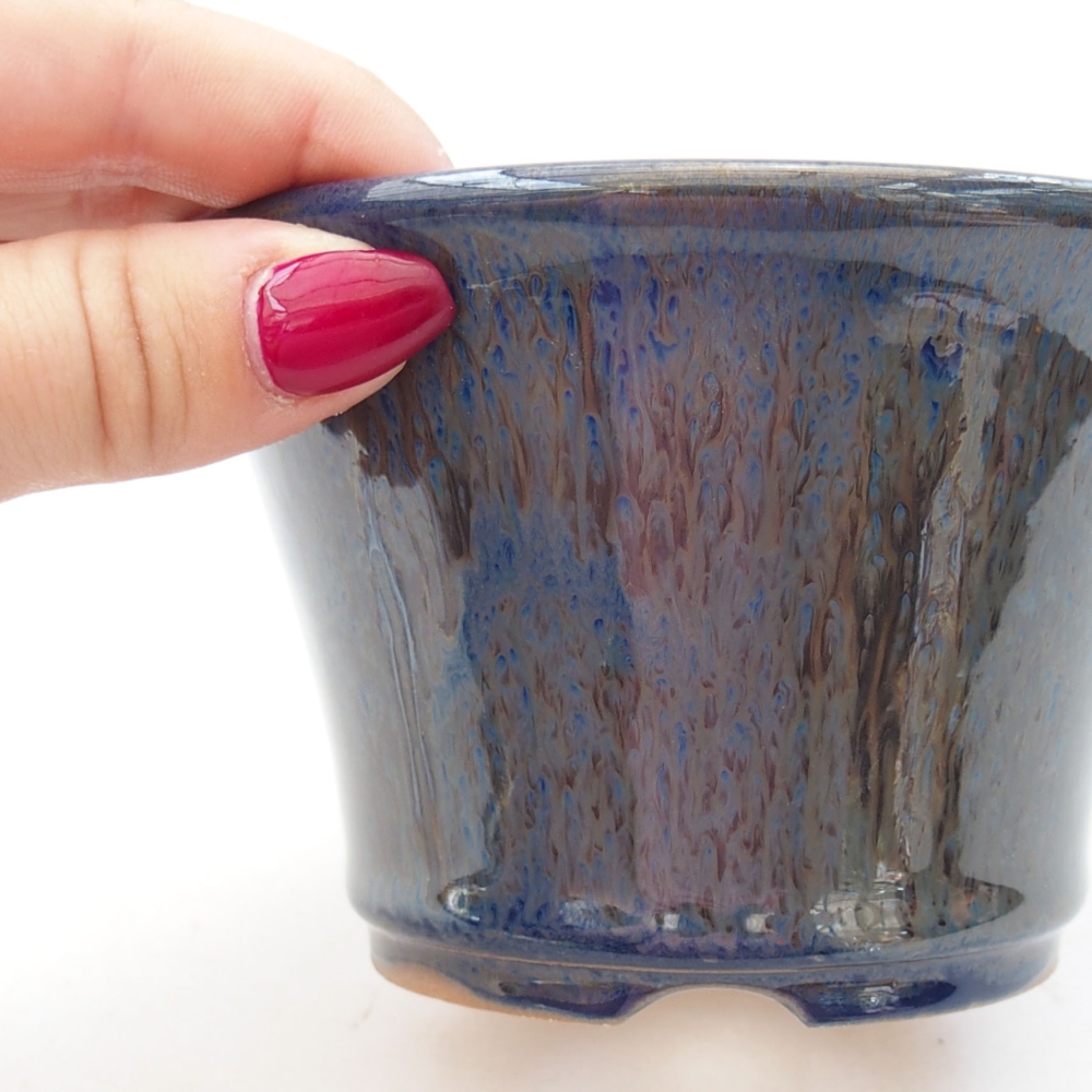 Keramik-Bonsaischale 11 x 11 x 7 cm, Farbe blau